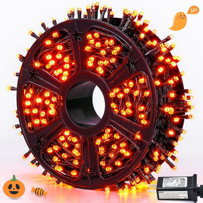 500 LED Orange Halloween Lights Outdoor, 173Ft Halloween String Lights Plug In, Waterproof 8 Modes Orange LED Light for Party House Tree Fall Thanksgiving Decorations