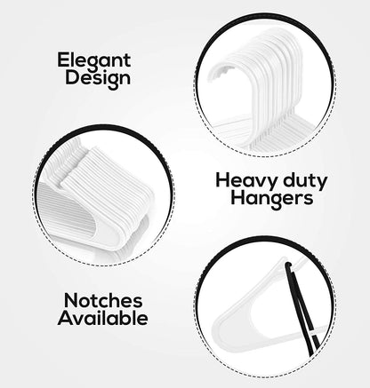 - Plastic Hangers 50 Pack - Space Saving Clothes Hanger - Durable and Strong Closet Organizers and Storage Makes It Ideal Apartment or Dorm Room Essentials for Girls or Guys (White)