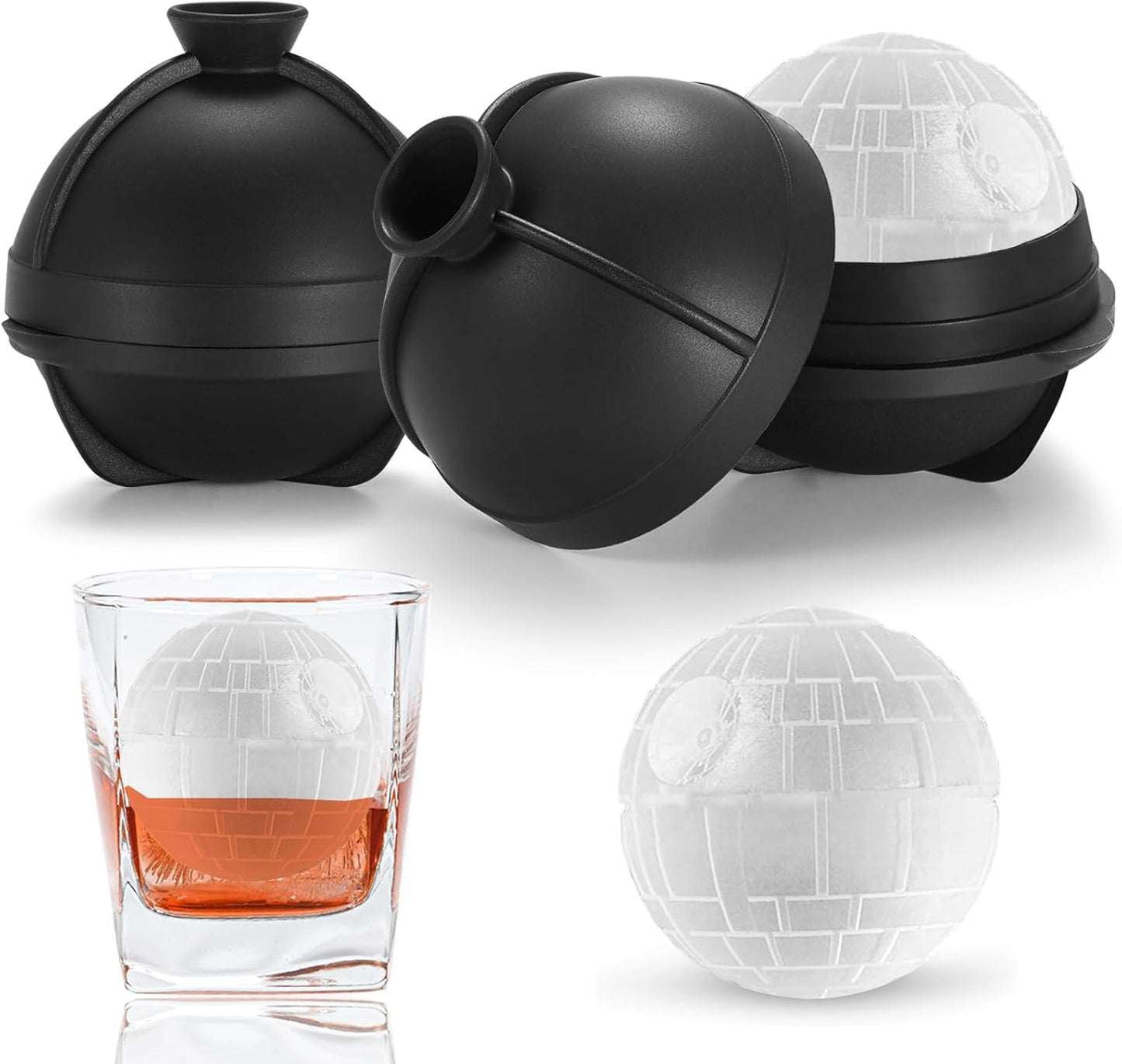 3D Ball Ice Cube Mold, Whiskey Gifts Stocking Stuffers Ideas for Adults Men Women, 2.5" Large Silicone round Ice Cube Tray for Cocktails,Bourbon,Whiskey,Brandy