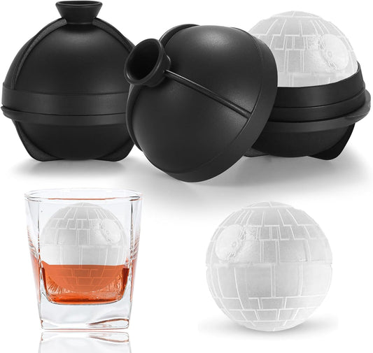 3D Ball Ice Cube Mold, Whiskey Gifts Stocking Stuffers Ideas for Adults Men Women, 2.5" Large Silicone round Ice Cube Tray for Cocktails,Bourbon,Whiskey,Brandy