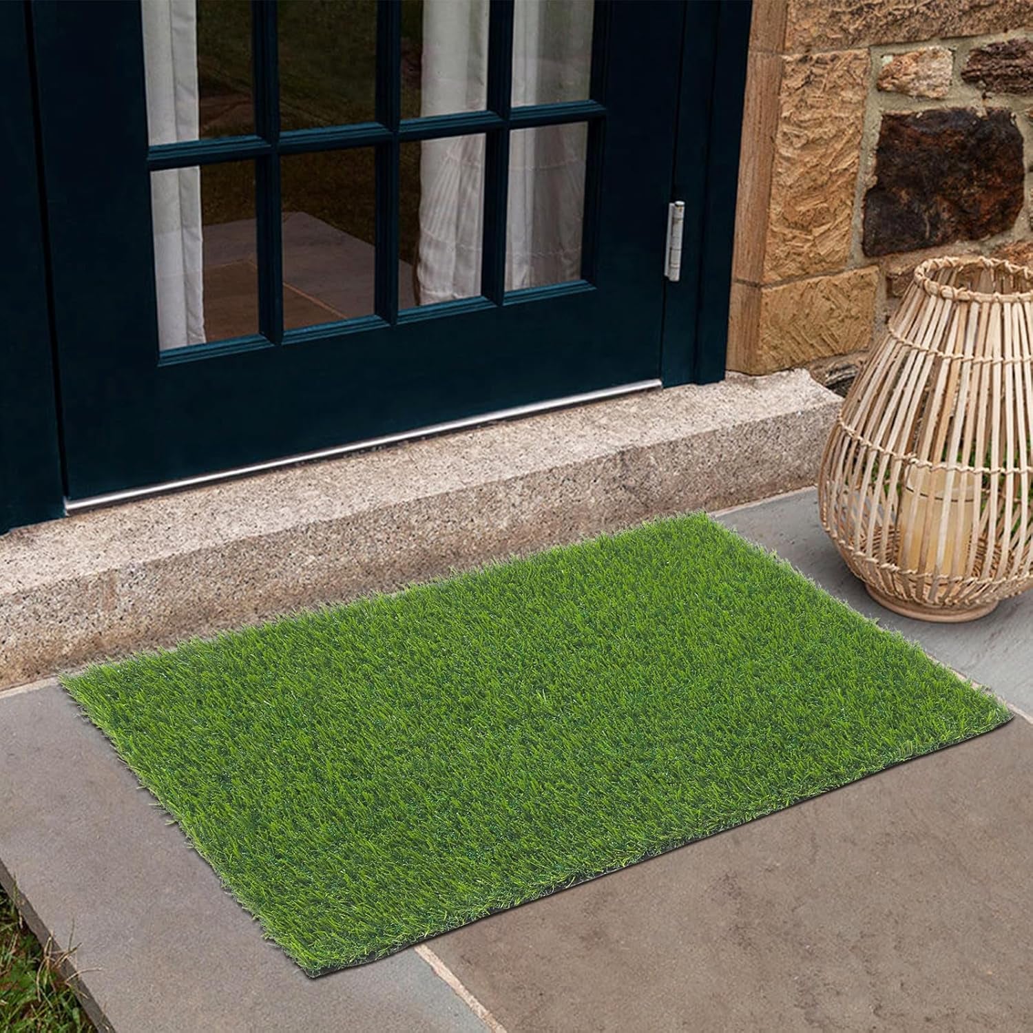 Artificial Grass Rug 18"X29.5" Outdoor Fake Grass Mat Doormat Grass Turf Rugs with Drainage Holes Grass Pad for Dogs Patio Balcony Yard Lawn Decor