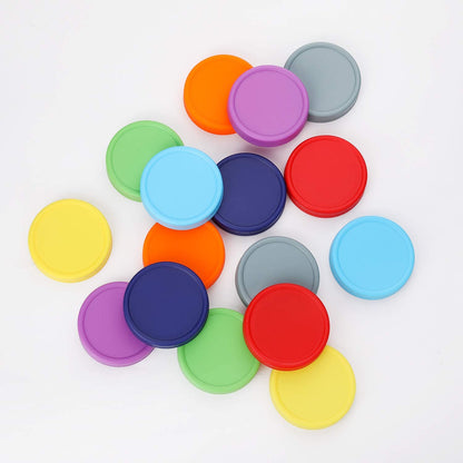 16 Pack Plastic Mason Jar Lids Fits Ball, Kerr & More - 8 Wide Mouth & 8 Regular Mouth - Colored Storage Caps for Canning Jars, Dishwasher Safe & Food Grade & Leakproof