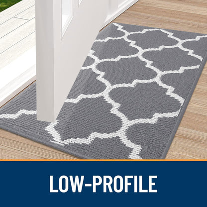 Indoor Door Mat, 30X17, Non-Slip Absorbent Resist Dirt Entrance Mat, Washable Low-Profile inside Floor Doormats for Entryway, Grey
