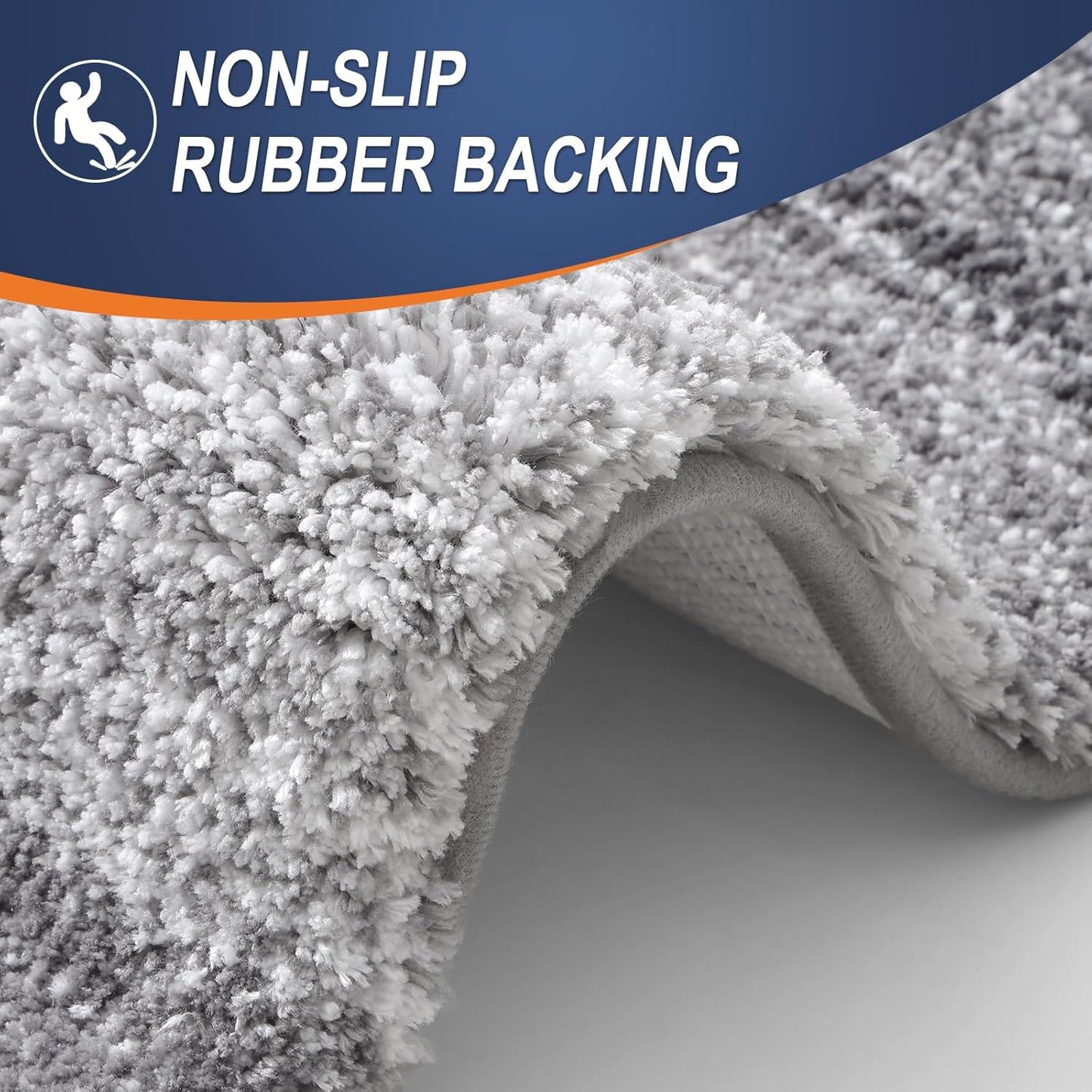 Bathroom Rug Set 2 Piece, Soft Absorbent Microfiber Bath Rug Set, Non-Slip, Machine Wash Dry, Plush Shaggy Bath Mats for Bathroom (30"X20"+24"X16", Grey)