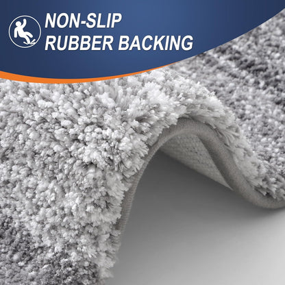 Bathroom Rug Set 2 Piece, Soft Absorbent Microfiber Bath Rug Set, Non-Slip, Machine Wash Dry, Plush Shaggy Bath Mats for Bathroom (30"X20"+24"X16", Grey)