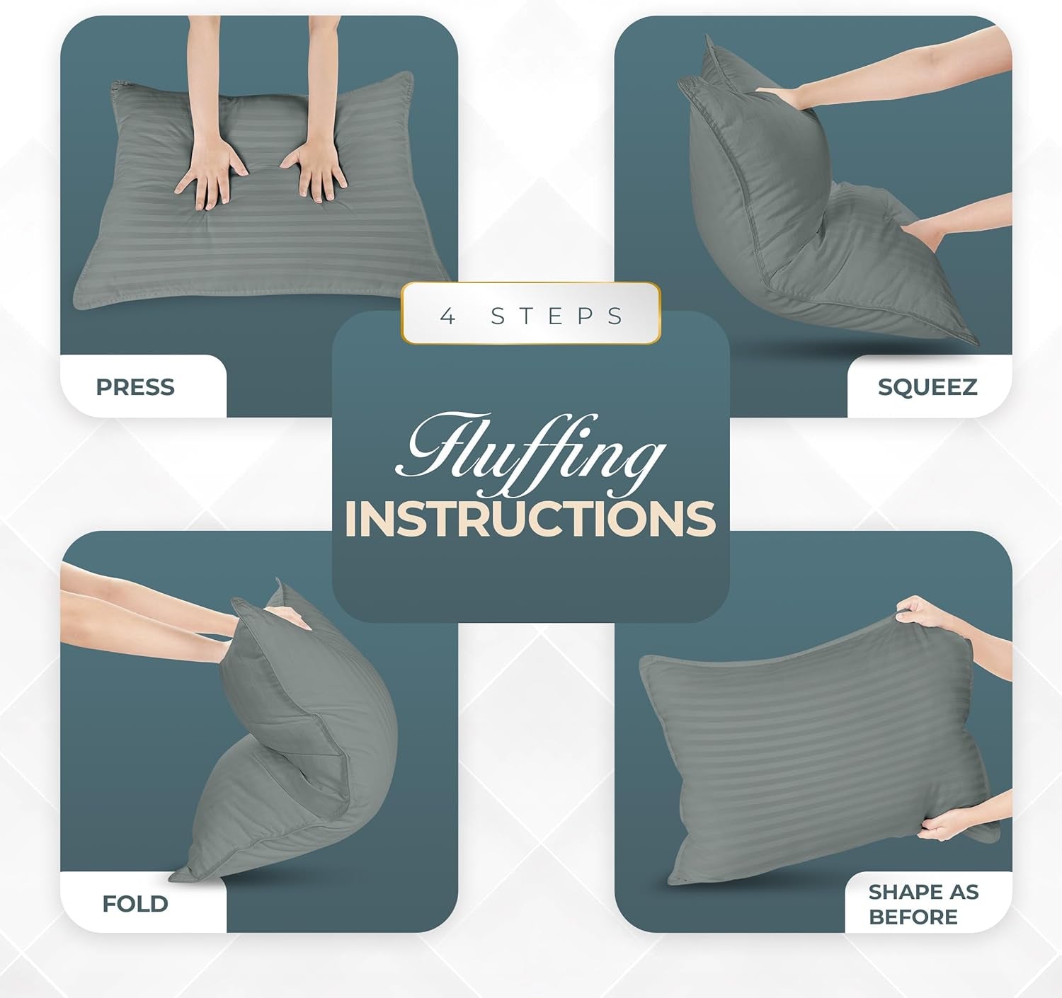 Bed Pillows for Sleeping Queen Size (Light Grey), Set of 2, Cooling Hotel Quality, for Back, Stomach or Side Sleepers