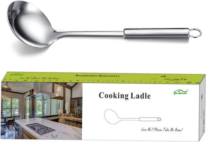 Professional Stainless Steel Soup Ladle - Heat Resistant, Non-Stick, Dishwasher Safe Kitchen Tool