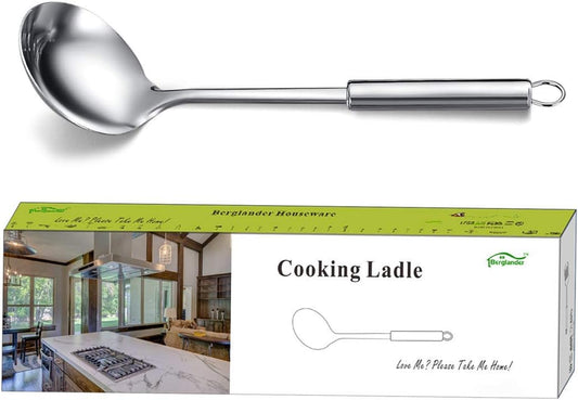 Professional Stainless Steel Soup Ladle - Heat Resistant, Non-Stick, Dishwasher Safe Kitchen Tool