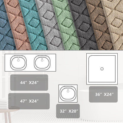 Bathroom Rugs Mat, Extra Soft Fluffy and Absorbent Microfiber Bath Rugs, Non Slip Plush Shaggy Shower Rug, Machine Washable Mats for Bathroom Floor, Tub and Laundry, 32"X20", Sage Green