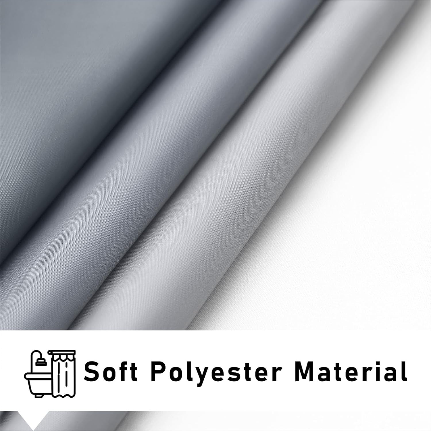 Fabric Shower Curtain for Bathroom, Grey Ombre Bath Shower Curtains Sets with 12 Hooks, Waterproof, Machine Washable, 72 X 72 Inch