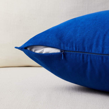 2 Packs Premium Faux Suede Decorative Throw Pillow Covers, Super Soft Square Pillow Case,Solid Cushion Cover for Couch/Sofa/Bedroom (16"X 16",Set of 2, Blue)