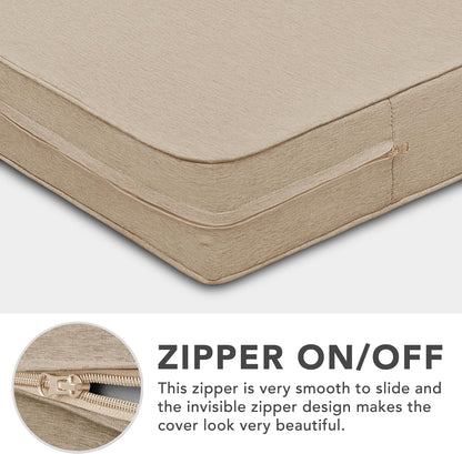 Patio Cushion Covers 24X24X4 Inch 4 Pack, Linen Look Outdoor Water Resistant Chair Seat Cushion Slipcover with Zipper for Outdoor Furniture, Covers Only! Beige