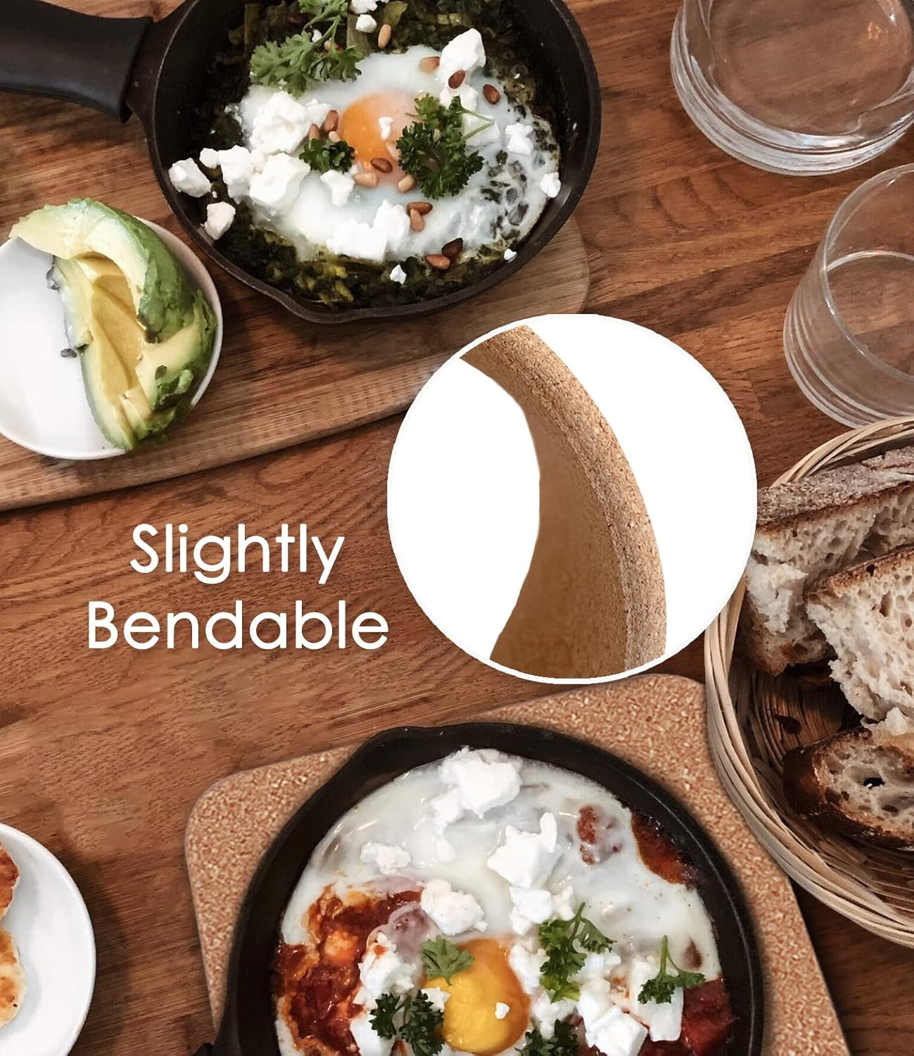 Cork Trivet, 4 Pcs High Density Thick Square Cork Trivets for Hot Dishes, 8 Inch Heat Resistant Multifunctional Cork Coaster, Cork Hot Pads for Table & Countertop