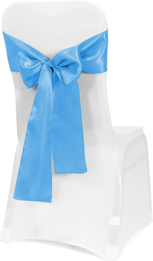 10 PCS Satin Chair Sashes Bows for Wedding Reception- Universal Chair Cover Back Tie Supplies for Banquet, Party, Hotel Event Decorations