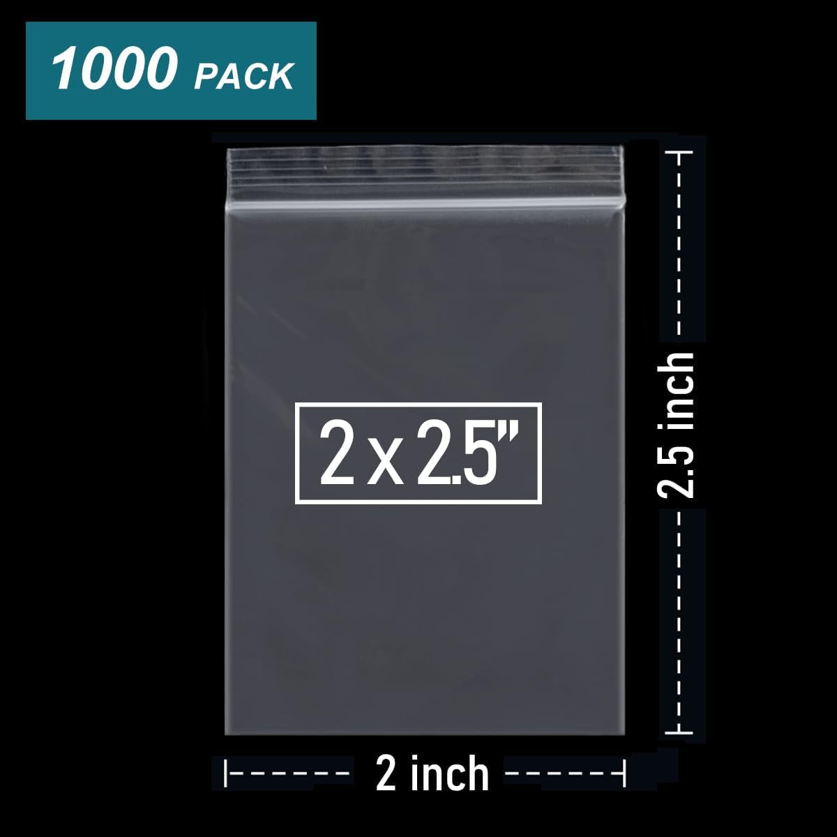 1000 Pcs Small Plastic Bags, Small Bag 2 X 2.5 Inch, Mini Bag Resealable, Small Baggies, Jewelry Bags Clear Plastic for Candy Pills Beads Diamond
