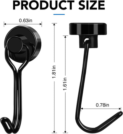 Hooks, 30Lbs+ Magnetic Magnet Hook 2025 Cruise Cabin Ship Essentials Heavy Duty Strong Refrigerator Fridge Hanging for Classroom Beach Vacation Kitchen Grills Home Mug Hanger (6 Pack)