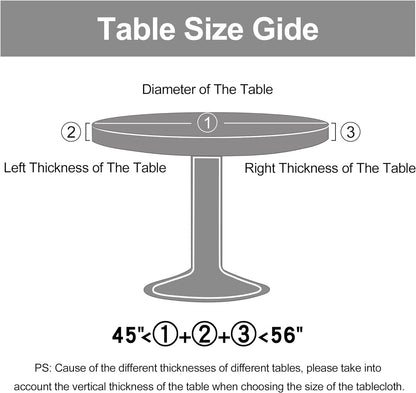 round Tablecloth, Fitted Table Cover with Umbrella Hole, 100% Waterproof, Elastic Edge, Flannel Backing, Plastic Table Cloth Fit 45"-56" round Tables for Patio, Picnic, Outdoor, Flowers