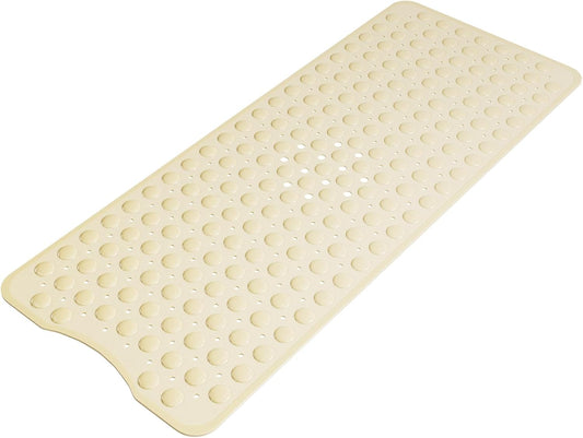 Shower Mat Non Slip 40 X 16 Inches, Shower Stall Mats with Suction Cups and Drain Holes, Non Slip Bath Mat for Tub for Elderly & Kids, Beige