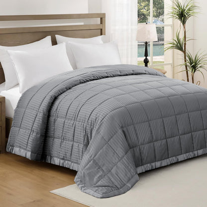 Blankets Queen Size - Soft Lightweight down Alternative Blankets with Satin Trim, Cozy Luxury Bed Blanket for All Season, Dark Gray (90"X90")