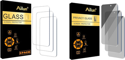 for Iphone 16/15/15 Pro [6.1 Inch] Display Glass Screen Protector [3 Pack] and Privacy Screen Protector for Iphone 15/15 Pro [6.1 Inch]Tempered Glass Anti-Scratch Case Friendly [Black] [3 Pack]