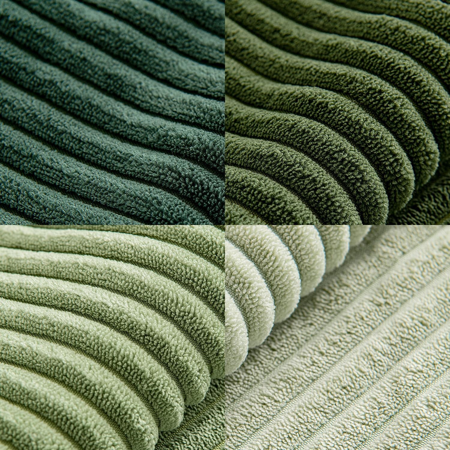 Christmas Green Decorative Throw Pillow Covers 18X18 Inch Set of 4 Boho Farmhouse Cushion Covers Mordern Nordic Pillow Cases Soft Corduroy Gradient Home Decor for Couch Sofa Living Room Bed