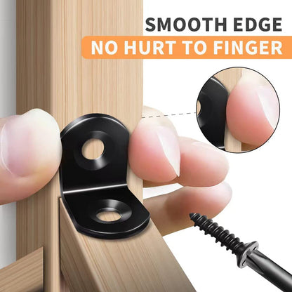 40PCS L Bracket Corner Brace Sets, Stainless Steel Corner Brackets, 90 Degree Right Angle Bracket, Metal L Brackets for Shelves Wood Furniture Cabinet Chair Drawer with 80PCS Screws, Black (20Mmx20Mm)