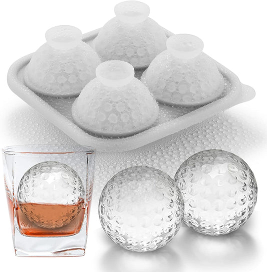 3D Golf Ice Cube Tray, Large Golf Silicone Fun Shapes Whiskey Ice Mold with Funnel for Cocktails, Bourbon,Brandy, Whiskey Gifts for Men Black