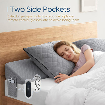 King Size（76"X10"X6"） Bed Wedge Pillow for Headboard - Upgraded Bed Gap Filler King between Mattress and Headboard - Wedge Headboard Pillow - Grey