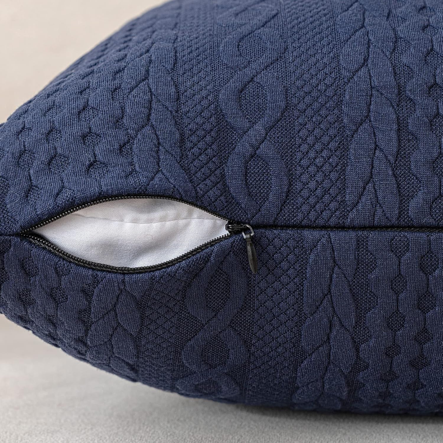 Decorative Throw Pillow Covers Set of 2 Super Soft Modern Stretchy Embossed Patterned Cushion Covers for Farmhouse Couch Sofa Livingroom Bed,Navy Blue 18X18 Inch