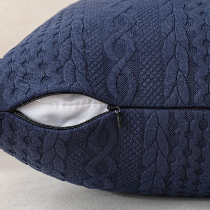 Decorative Throw Pillow Covers Set of 2 Super Soft Modern Stretchy Embossed Patterned Cushion Covers for Farmhouse Couch Sofa Livingroom Bed,Navy Blue 18X18 Inch