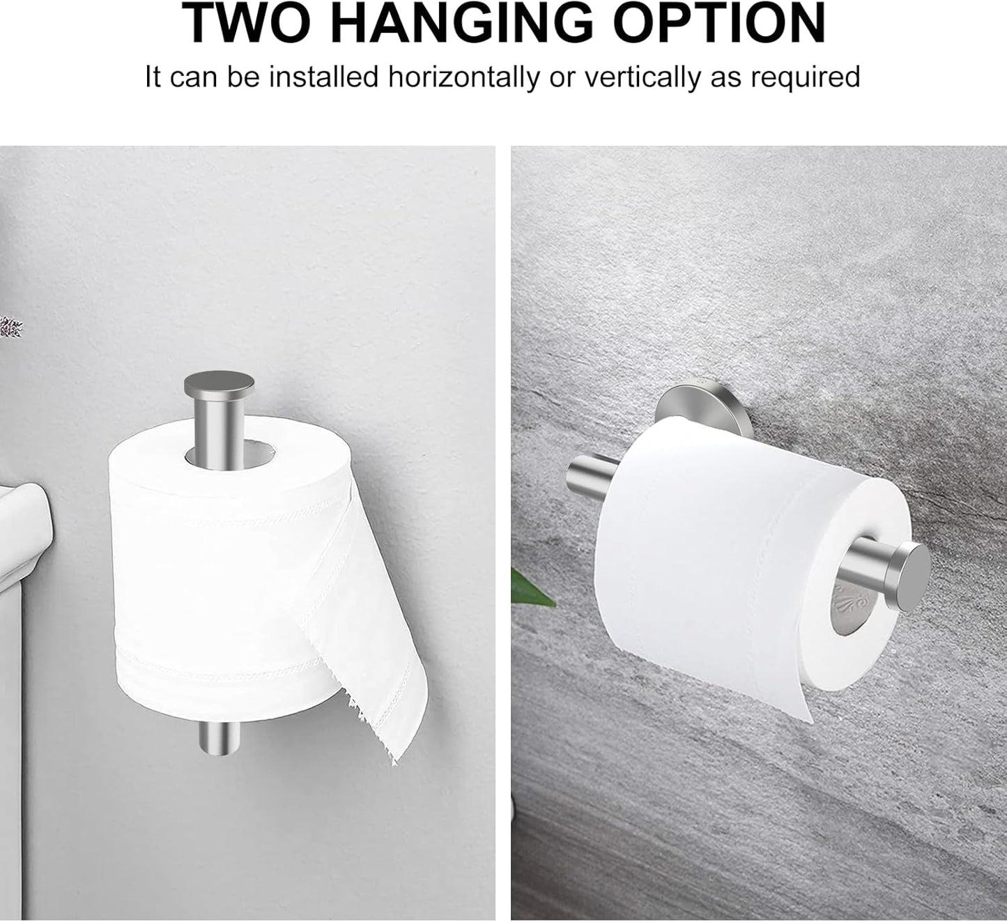 Towel Holder for Bathroom Wall & Toilet Paper Holder Wall Mount Silver Bathroom Toilet Paper Roll Holders 304 Stainless Steel Tissue Holder