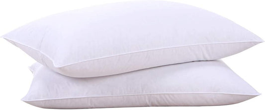 ® Goose Feathers and down White Pillows with 100% Cotton Cover, Bed Sleeping Hotel Collection Pillows Set of 2, Standard Size