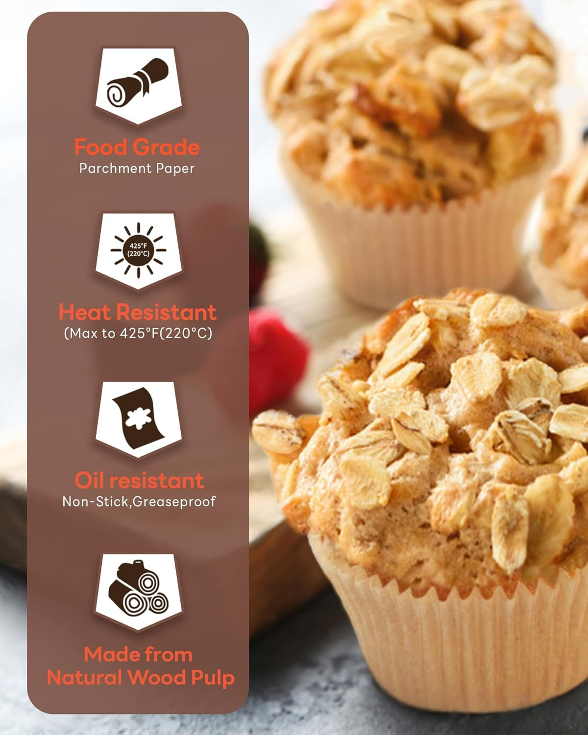 Non-Stick 200Pcs Standard Cupcake Liners and 100Pcs Jumbo Cupcake Liners