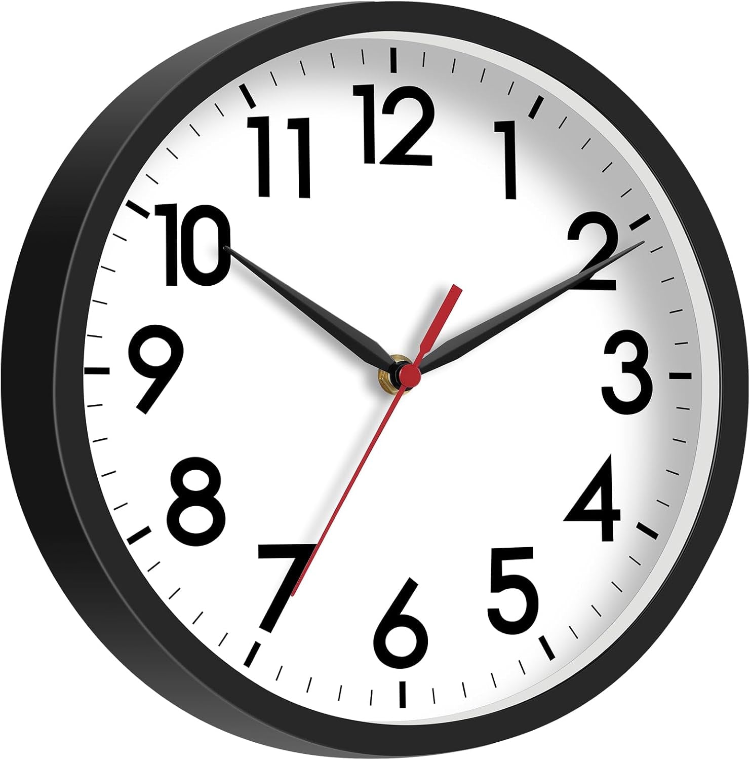Wall Clock, Modern Small Wall Clocks Battery Operated 8 Inch, Silent Non-Ticking Analog Classic for Office, Home, Bathroom, Kitchen, Bedroom, School(Black)