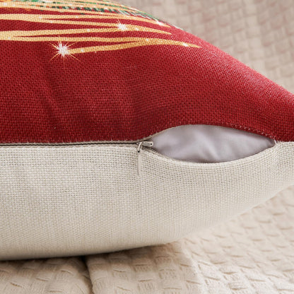 Set of 1 Holiday Christmas Red Decorative Pillow Cover 18X18 Inch Christmas Tree Festivals Throw Pillow Case Winter Seasonal Cushion Case Home Decors for Sofa Couch Bedroom