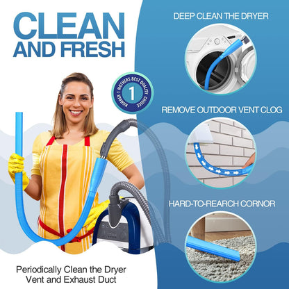 Dryer Vent Cleaner Kit Vacuum Attachment - Multiple Combinations V1 Lint Remover Power Washer and Vacuum Hose Quickly Removes Lint