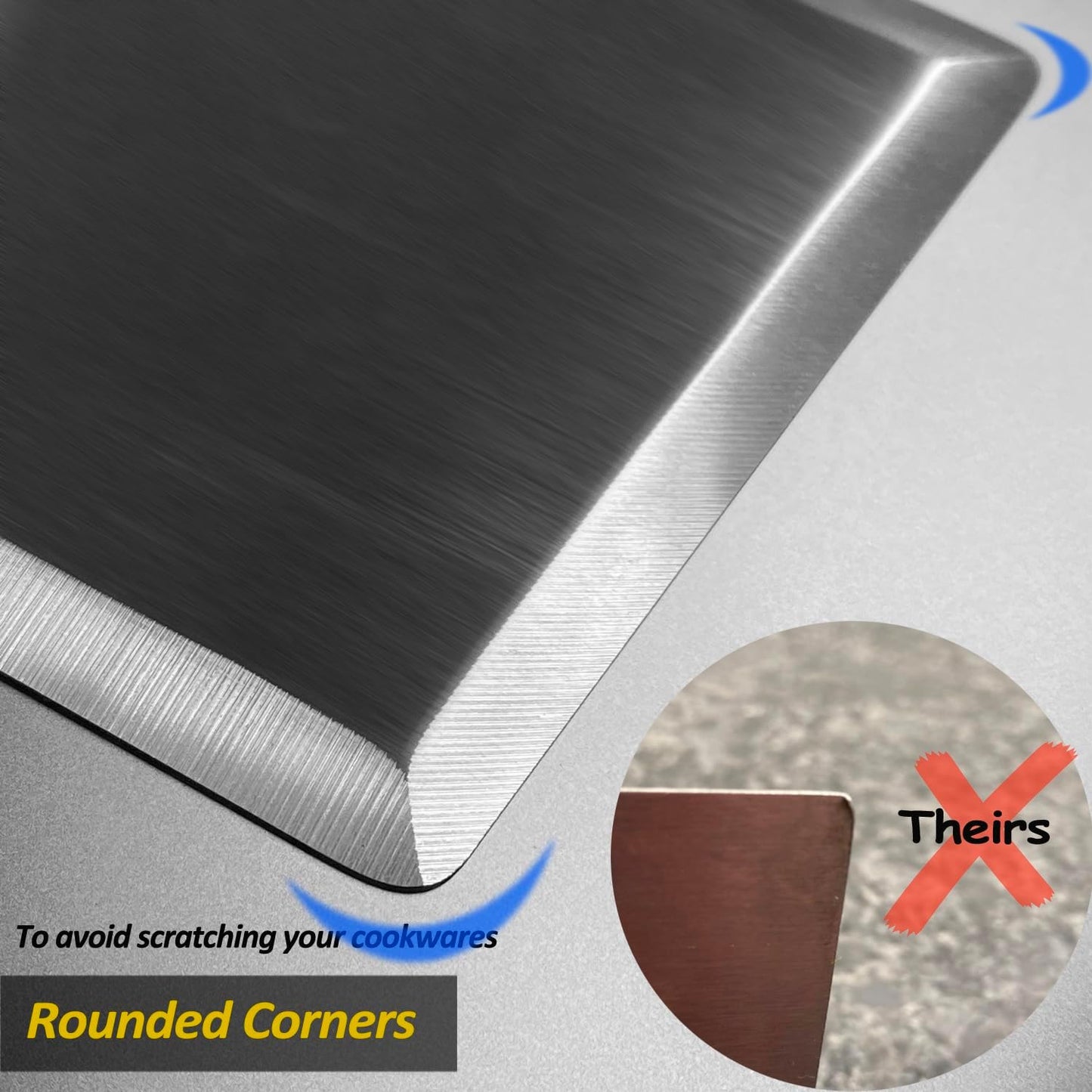 Stainless Steel Spatula Set with Full Tang Silicone Handle & Beveled Edges - Long Wide for Cast Iron Griddle BBQ Flat Top Grill, Pancake, Smash Burgers