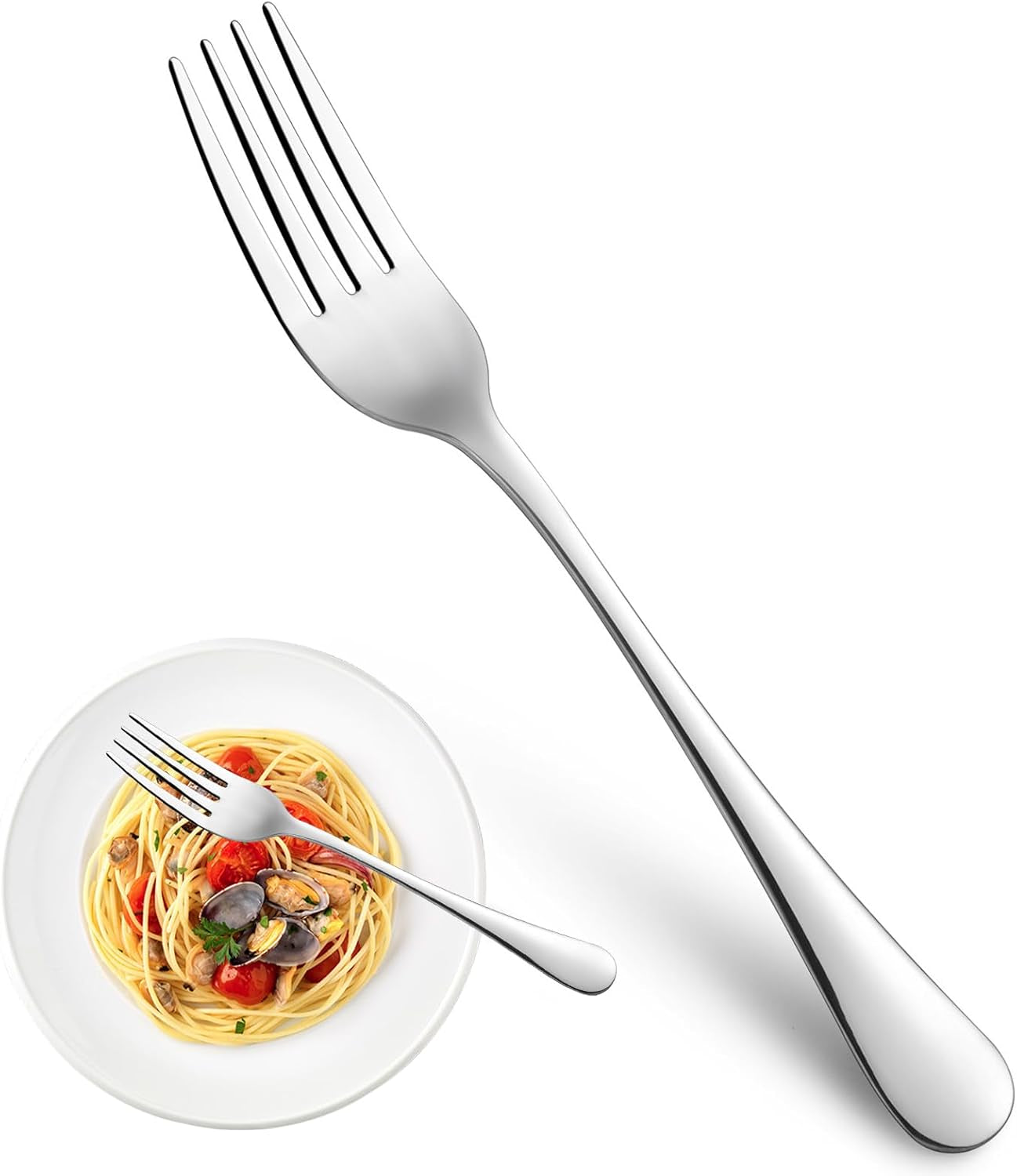 8 Pieces Dinner Forks Set, Food-Grade Stainless Steel Forks, Silverware Forks for Home, Kitchen or Restaurant, Mirror Polished, Dishwasher Safe - 8 Inch