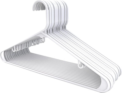 Plastic Hangers 20 Pack - Clothes Hanger with Hooks - Durable & Space Saving (White)