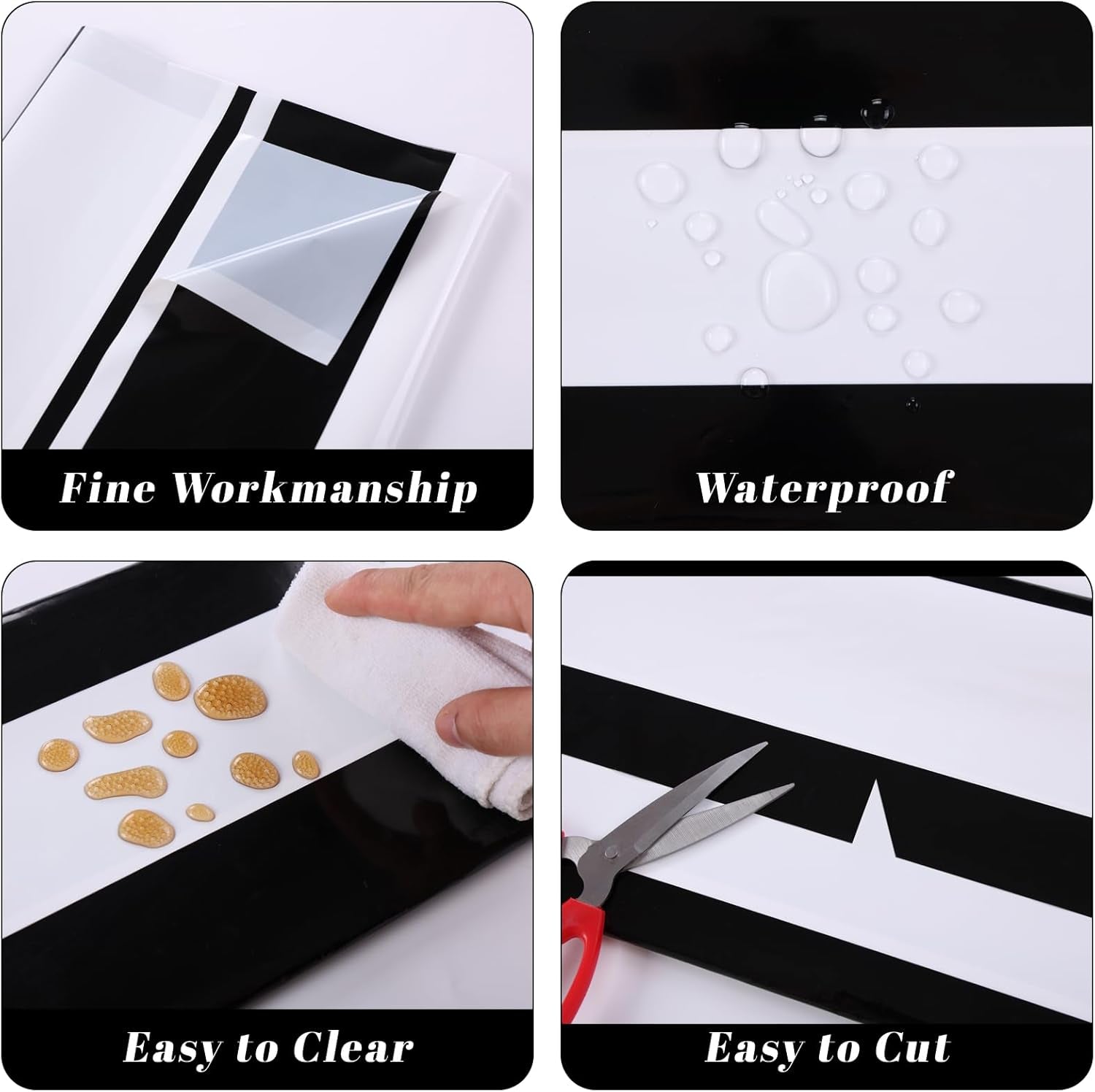 3 Packs Black and White Horizontal Striped Table Cloth 54 X 108 Inch Classic Black Stripe Tablecloths Disposable Plastic Stripe Table Covers Waterproof Picnic Tablecover for Halloween Party