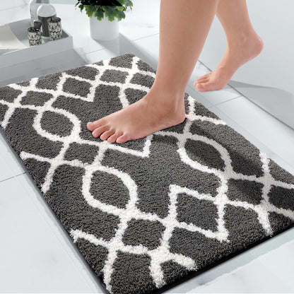 Bathroom Rugs 24 X 17 Inch, Super Soft Thick Plush Bath Mat, Non-Slip, Water Absorbent, Easier to Dry, Machine-Washable, Microfiber Floor Carpet for Bathtub, Shower, Dark Grey