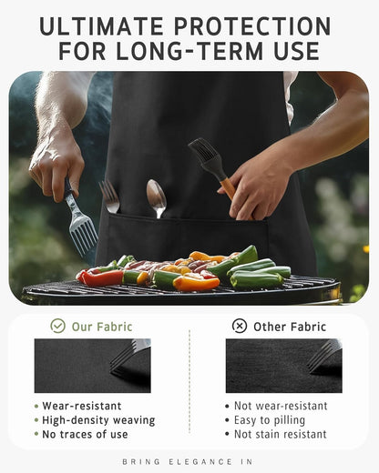 Chef Apron for Men Women Kitchen Cooking Apron with Pockets, Adjustable Bib Aprons Stain Resistant, 1 Pack