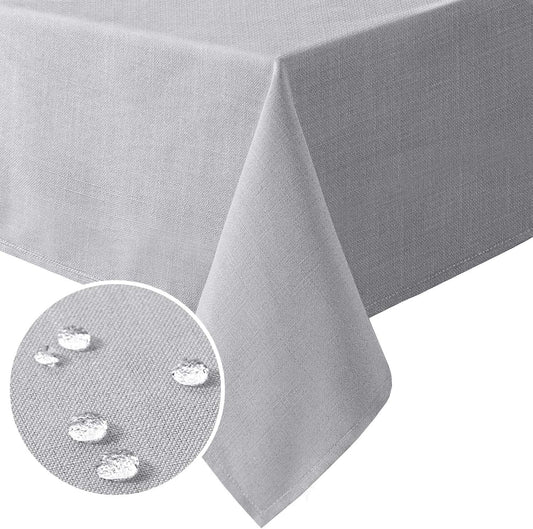 Linen Textured Table Cloths 54 X 54 Inch Premium Solid Tablecloth Spill-Proof Waterproof Table Cover for Dining Buffet Feature Extra Soft and Thick Fabric Wrinkle Free, Grey