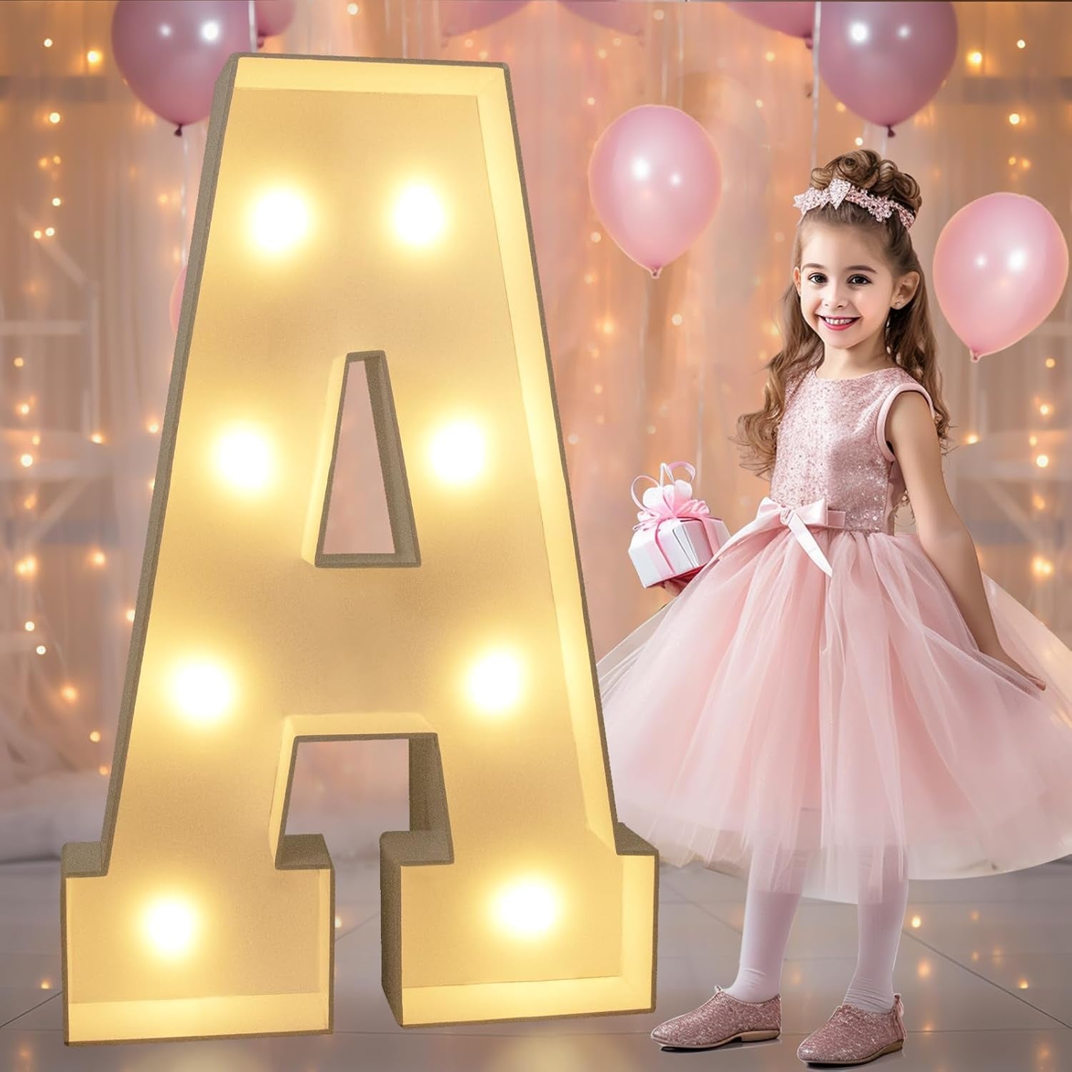 Marquee Letters, 3FT Light up Letters, Giant Marquee Letters 3 Feet Tall for Birthday Decoration, Large LED Letter Sign for Homecoming Baby Shower Wedding Party Decoration Letter A