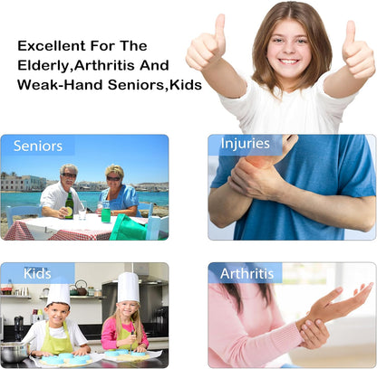 Jar Opener for Weak Hands, Seniors with Arthritis, 5 in 1 Multi Function Bottle Opener Lid Opener for Arthritic Hands with Corkscrew Wine Opener (Blue)