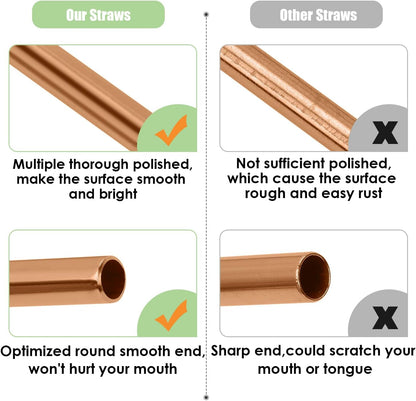 20 Pcs Rose Gold Reusable Stainless Steel Straws,10.5" & 8.5" Reusable Drinking Straws with 20 Silicone Tips 5 Straw Brushes 1 Travel Case,Eco Friendly Extra Long Metal Straw for 20 24 30 Oz Tumbler