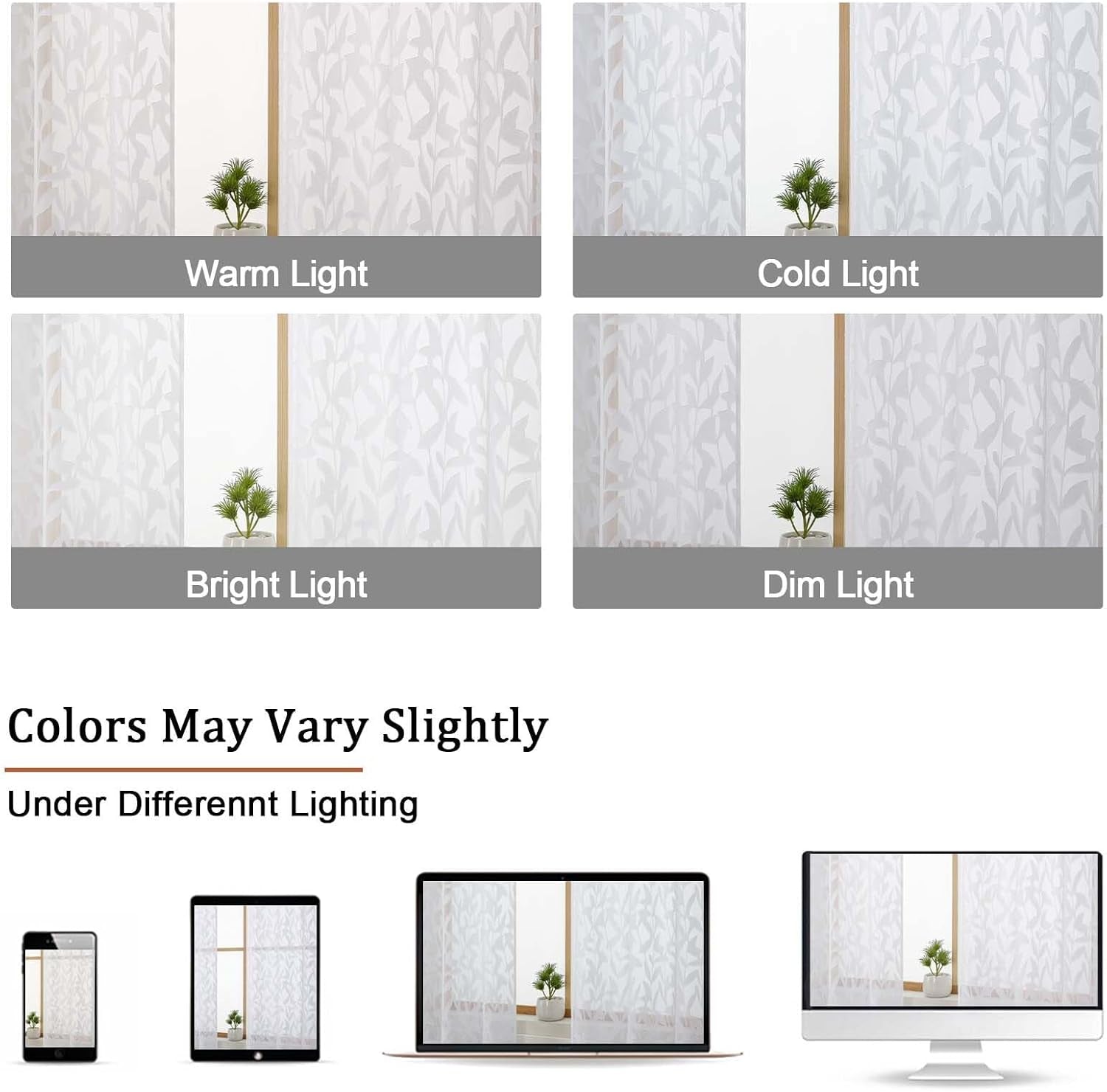 Leyna 2 Panels Sheer White Curtains 63 Inch Length for Bedroom, Soft Lightweight Jacquard Clip Window Curtain for Living Room, Double Rod Pockets Textured Drapes, Each 40Wx63L Inches