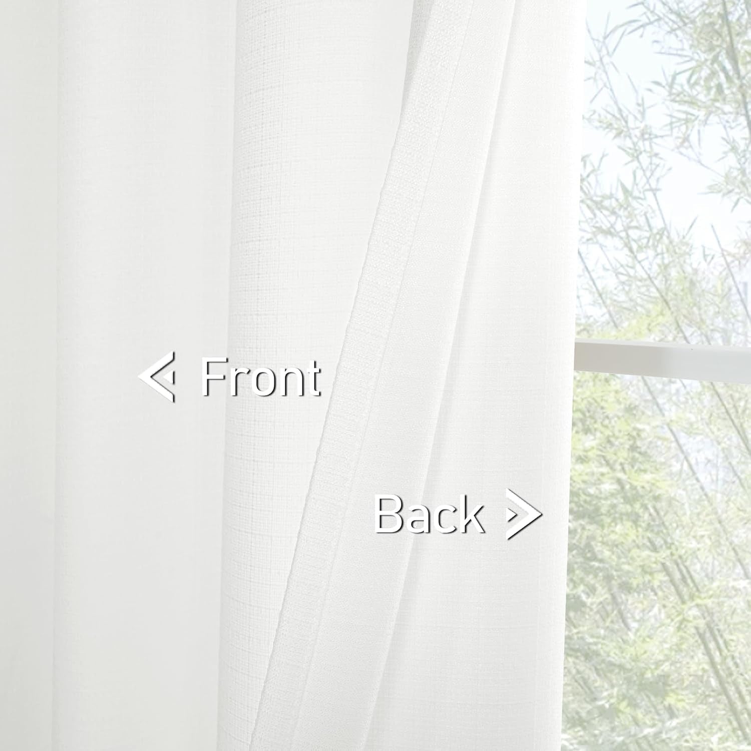 White Linen Curtains 40 Inch Length for Small Window/Kitchen over Sink, Linen Textured Thermal Insulated Curtains Privacy Grommet Drapes for Bedroom/Bathroom, Set of 2 Panels, W42 X L40, White