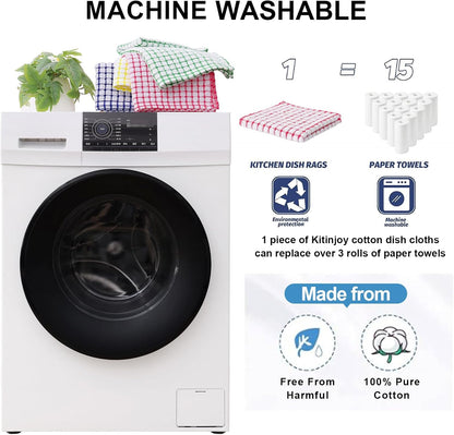 Cotton 8 Pack Terry Kitchen Dish Cloths, 12 X 12 Inches Super Soft and Absorbent Dish Rags, Quick Drying Dish Towels for Washing Dishes, Mixed Color