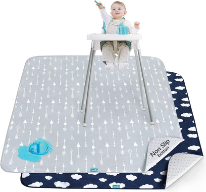 Splat Mat 2 Pack for under High Chair & Arts & Crafts & Eating Mess, Waterproof Baby Playtime Anti-Slip Mat for Floor or Table, Reusable & Portable Splash Mat 42” ×46”